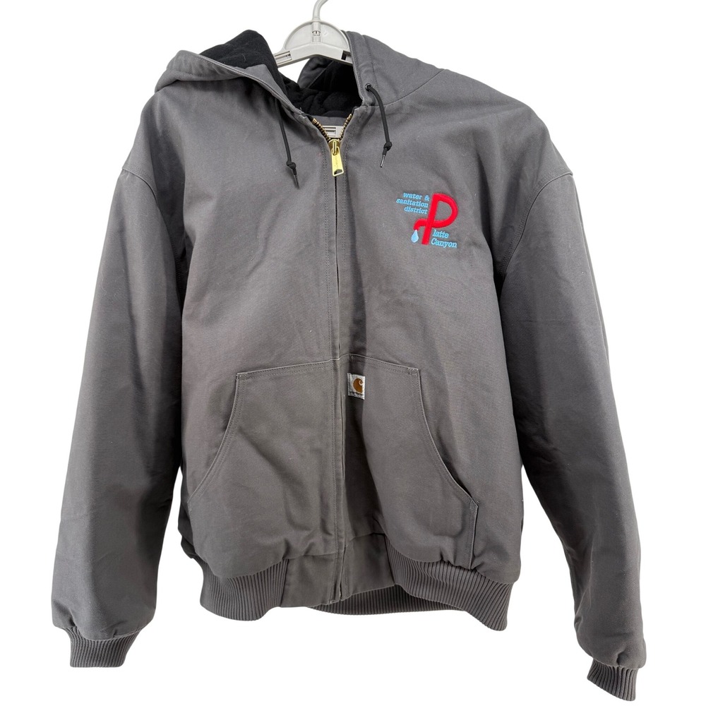 Carhartt Loose Fit Washed Duck‎ Insulated Active Jacket Mens Grey 3XL Logo